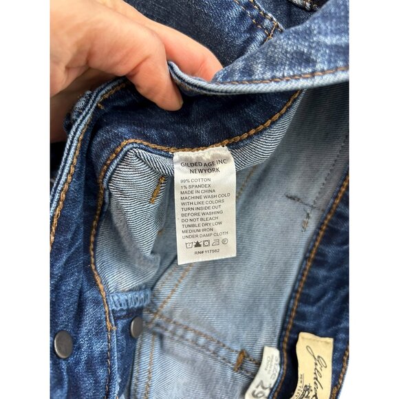 Gilded Age Wide-Leg Denim Crop Jeans With Button Fly Size 29 - Picture 6 of 12